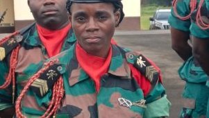 Mouila : présentation du drapeau au contingent 2023 B du génie militaire